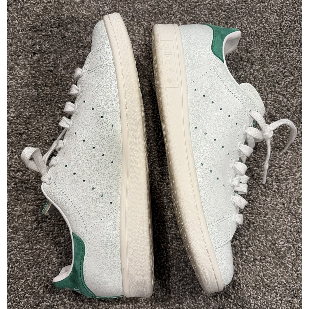 Adidas Stan Smiths w/ Green & White Crackle Sneakers US Men 9.5. Retro, Athletic